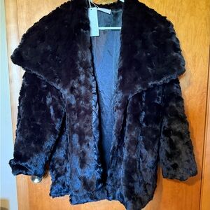 Jacket Faux Fur by Sage Black Teddy Jacket Plush Luxurious Design